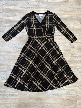 Vintage dress with gold chain print